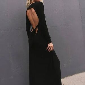 Free People Black Long Sleeve Open-Back Dress - Aubre Dress